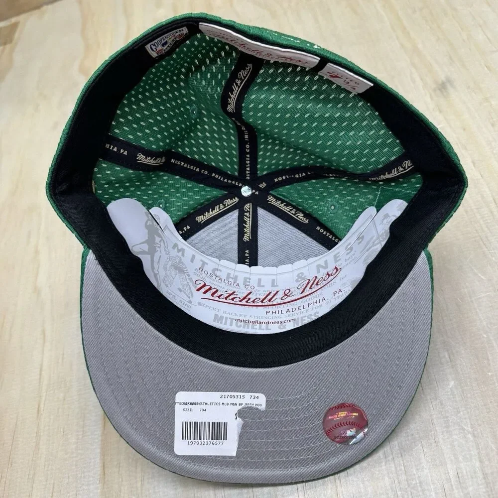 NEW Oakland Athletics Mitchell Ness Liberty Fitted Hat Cap Mesh Green sz 7 3/4